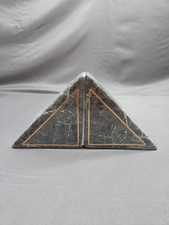 Ceramic Bookends Marble Pattern With Gold Border 5 in H x 5 in W (New Sealed) picture