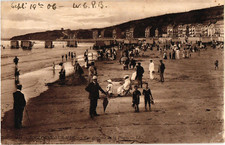 Boulogne sur Mer France Antique Postcard Beach Scene Bathers Dated 1906 Posted picture