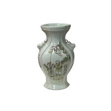 Oriental Flared White People Scenery Graphic Porcelain Art Vase ws4771 picture