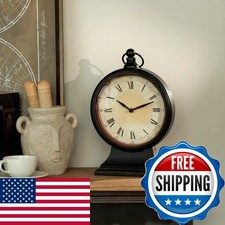 NIKKY HOME Vintage Mantel Clock Large Black Table Clock 13.5