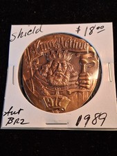 1989 King Arthur Shield Antique Bronze Doubloon - Mardi Gras picture