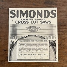 Simonds Crescent Ground Cross Cut Saws 1926 Print Advertisement picture