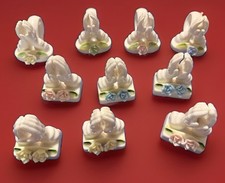 Vintage LEGO Bone China Praying Hands 10pc Lot: 4 Napkin Holders & 6 Figurines picture