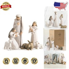 Sculpted 6pc Nativity Set Hand-Painted Religious Christmas Decor Willow Tree picture