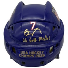 Brady Tkachuk Autographed Team USA Olympics (Blue) Full Size Helmet w/ 