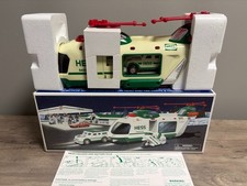 2001 Hess Helicopter with Motorcycle and Cruiser New In Box YELLOWED picture