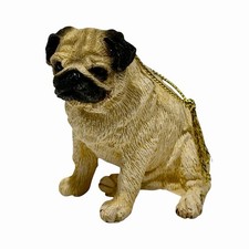 Vintage Living Stone, Inc 2001 Resin Santa Paws Pug Ornament Realistic Rustic picture