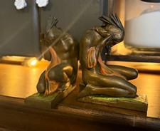Pompeian Bronze Co. Art Nouveau Bronze Native American Bookends Pair picture