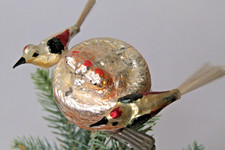 Antique Vintage Glass Clip On BIRDS on NEST w Chicks Christmas Ornament Germany picture