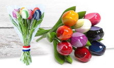 wooden tulips holland small bouquet of 9 stems 20 cm each multicolor picture