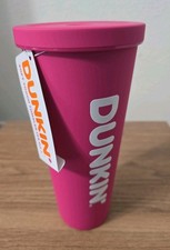 Dunkin Donuts  2026 New Release Pink  Soft Touch Stainless Steel  W Straw 24 Oz picture