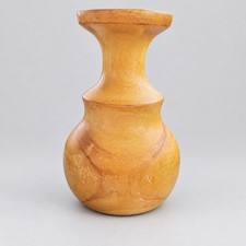 Vintage Paul's Aspen Crafts Hand Turned Aspen Wood Vase Warm Honey Finish 6” picture