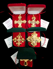 Reed & Barton Set of 5, 2004 to 2008 Vermeil Sterling Cross Christmas Ornaments picture
