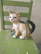 Cast Iron Doorstop Kitten Cat w/ Yarn by Tender Heart Treasures Hand Painted EUC picture