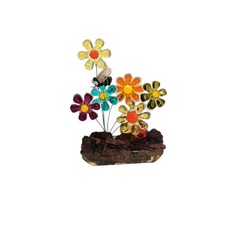 Vintage 60s Lucite Acrylic Flower Sculpture Bee Mushrooms Folk Art picture