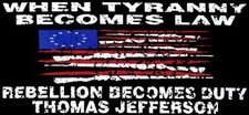 When Tyranny Becomes Law Betsy Ross Distressed Black Vinyl Bumper Sticker picture