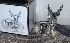 ORCHID ORIGINAL Deer Figurine Silver Plated Crystal Eyes Ring Holder, NWB picture