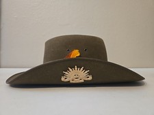 Vintage Australian Military Forces Slouch Hat Rising Sun Badge Sz 58 Akubra Fur picture
