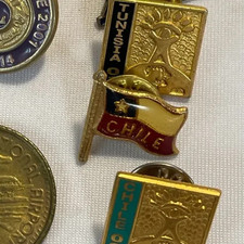 Vintage CHILE Flag Tack Lapel Pin Rounded Rare 5/8
