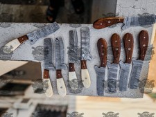 Lot of 20 Pcs Custom Handmade Damascus Steel Bull Cutter Skinner Knives W/Sheath picture