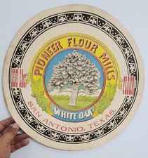 C. 1880s San Antonio Texas Pioneer Flour Mills White Oak Paper Barrel Label RARE picture