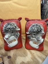 Vintage Ceramic Novelty People Salt & Pepper Set Red from Regal China picture