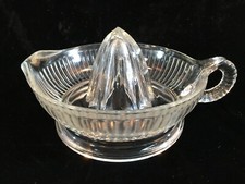 Vintage Clear Glass Ribbed Juicer / Reamer w/Handle picture