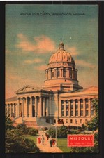 Postcard Vtg Missouri State Capitol Jefferson City Linen Building picture
