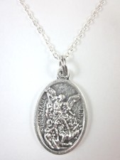 Ladies St Michael Archangel /Guardian Angel Medal Pendant Necklace 20