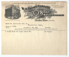 GRAPHIC 1908 BILLHEAD W O BROWN BUGGY CO. DOWNTOWN DALLAS TEXAS picture