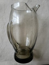 Vintage Smoked Gray Blown Glass Cocktail Martini Pitcher Mid Century Vase 8-1/2