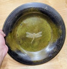 Danish Ildfast Bronce Deco Bronze DRAGONFLY Platter Plate Dish 1920s 12.5