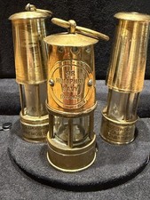 3 Vintage Miniature Brass Miners Safety Lamps Davy Pegswood Colliery Lynemouth picture