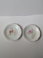 Antique H.C.F Koch & Co. New York porcelain Butter Pats Pink Floral Gold Edges  picture