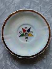 Vintage OED Order of the Eastern Star Porcelain Trinket Dish Gold Trim Japan picture