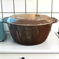 Vintage COPCO Denmark D4 Brown Cast Iron Enameled Dutch Oven Domed Lid 4 Qts. picture