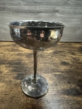 Vintage Silverplate Pedestal Champagne Coupe Goblet Engraved 1945 1975 6” picture
