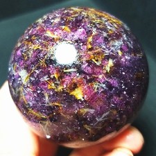 RARE 250.2g Natural Purple Tourmaline Mica Symbiosis Unicorn Crystal Ball A5008 picture