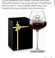 Crystal Burgundy Wine Glass Long Stem Silver Print “2004” picture