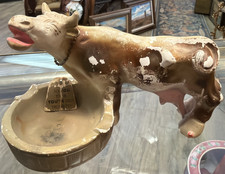 VTG Chalkware Cow Ashtray 