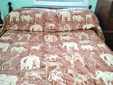 MCM Vintage Bedspread Coverlet BOHO Full Animals Martex African Jungle Safari picture