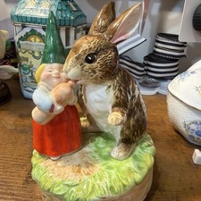 1979 Gorham Unieboek Gnome Rabbit Bunny MUSIC BOX Plays Elvis Love Me Tender picture