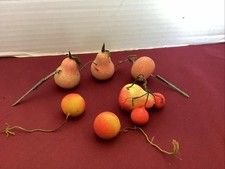6 Vtge./Antique Miniature Sugar Bead Fruit Picks/Ornaments Centerpiece Christmas picture