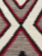 CYBER SPECIALS 3x5 Vintage Gray Navajo Geometric Wool Rug Handwoven 94x163cm picture