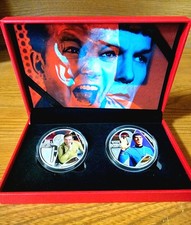 2014-.999 Fine Silver Plated-2 Piece Spock And Kirk- Series Collector Set. picture