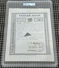 Stephen F. Austin Signed Autograph 1836 Texas Loan Certificate PSA/DNA Encased picture