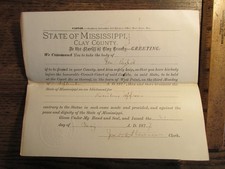 Antique Ephemera 1877 Mississippi MS Legal Document Resisting an Officer picture