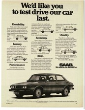 1975 SAAB 99 LE compared to BMW, Audi, Volvo, Peugeot, Mercedes Vintage Print Ad picture