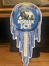 Vintage 20” Kodiak Ice Thermometer Tobacco Embossed Metal Sign Pre-owned Not Use picture