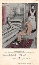 Lestershire New York Summer Cottage Surprise Man in Bath Tub Postcard AA52473 picture